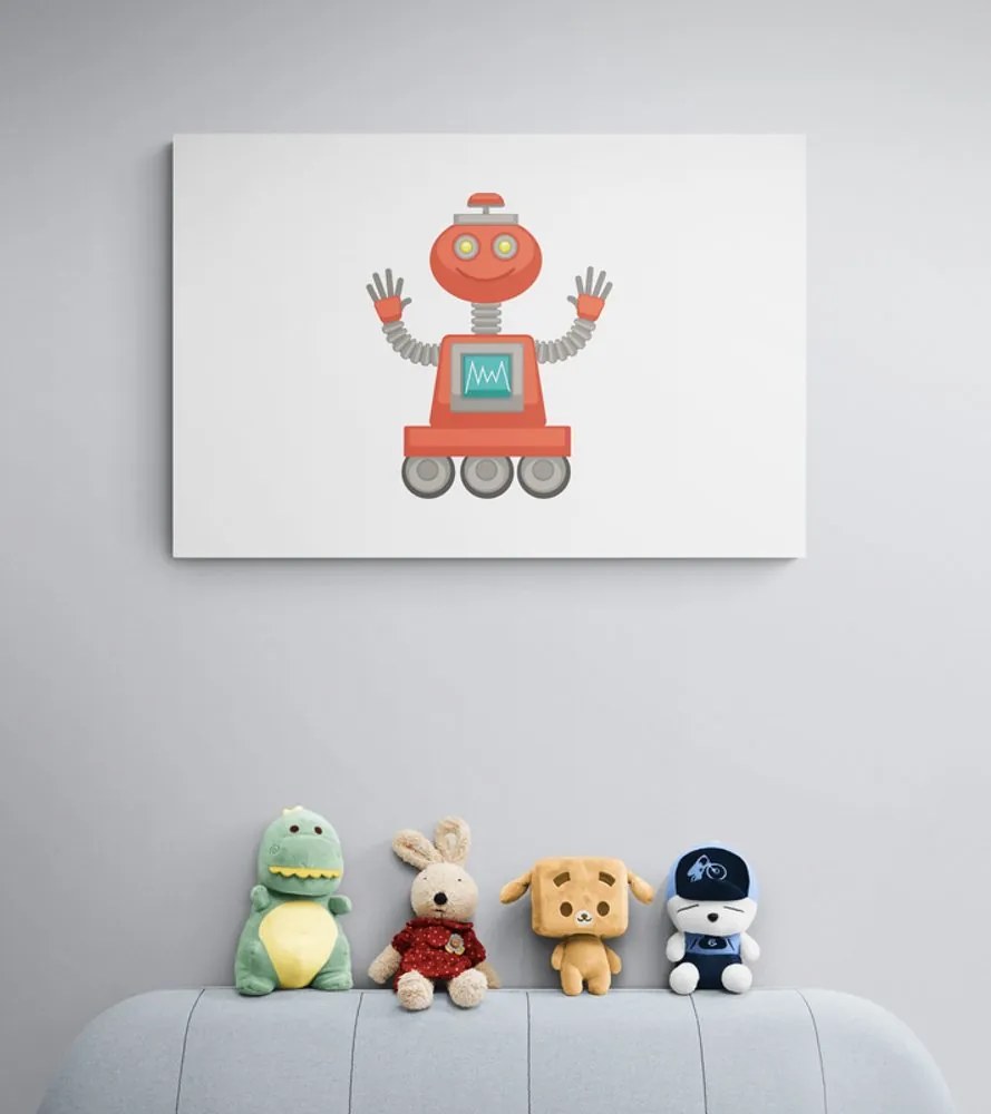 Quadro su tela – Con motivo di robot in rosso