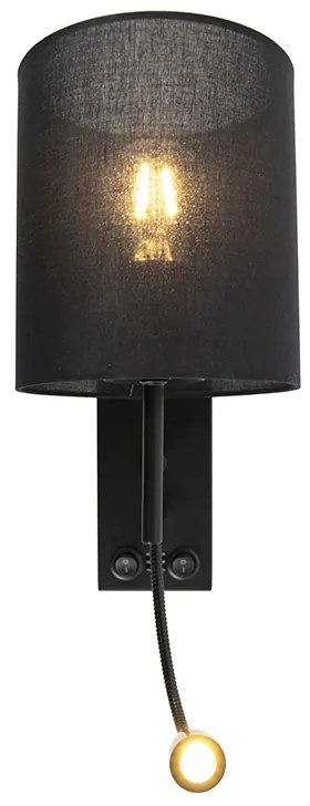 Applique moderna nera con paralume in cotone - Stacca