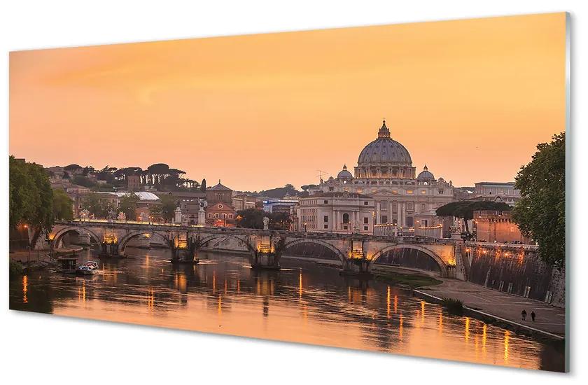Pannello paraschizzi cucina Roma, tramonto, ponti, fiume 100x50 cm