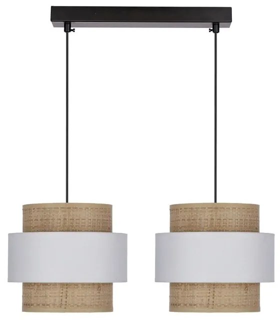 Lampada a sospensione con paralume in rattan bianco e naturale ø 20 cm Rattan - Candellux Lighting