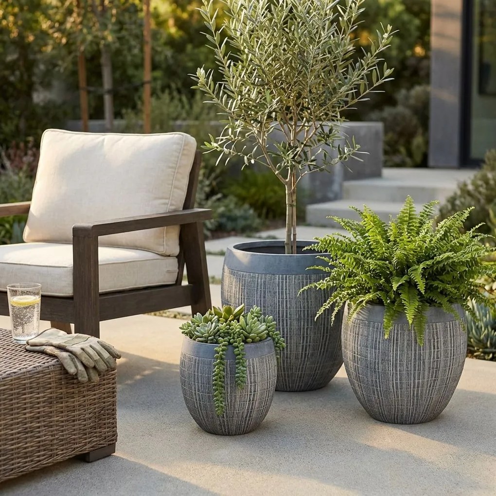 BUGLOSSA - set di vasi in fibra sintetica