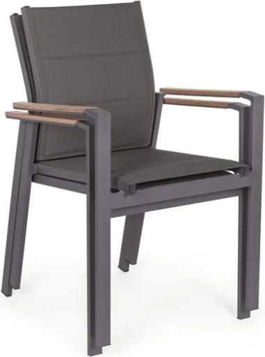 Sedie da esterno in alluminio con braccioli in legno e seduta in textilene Bizzotto Kubik - 4 pezzi