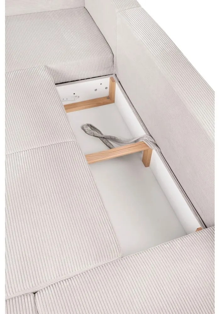 Divano angolare beige allungabile (con penisola a destra/a forma di "U") con rivestimento in velluto a coste Tori – Bonami Selection