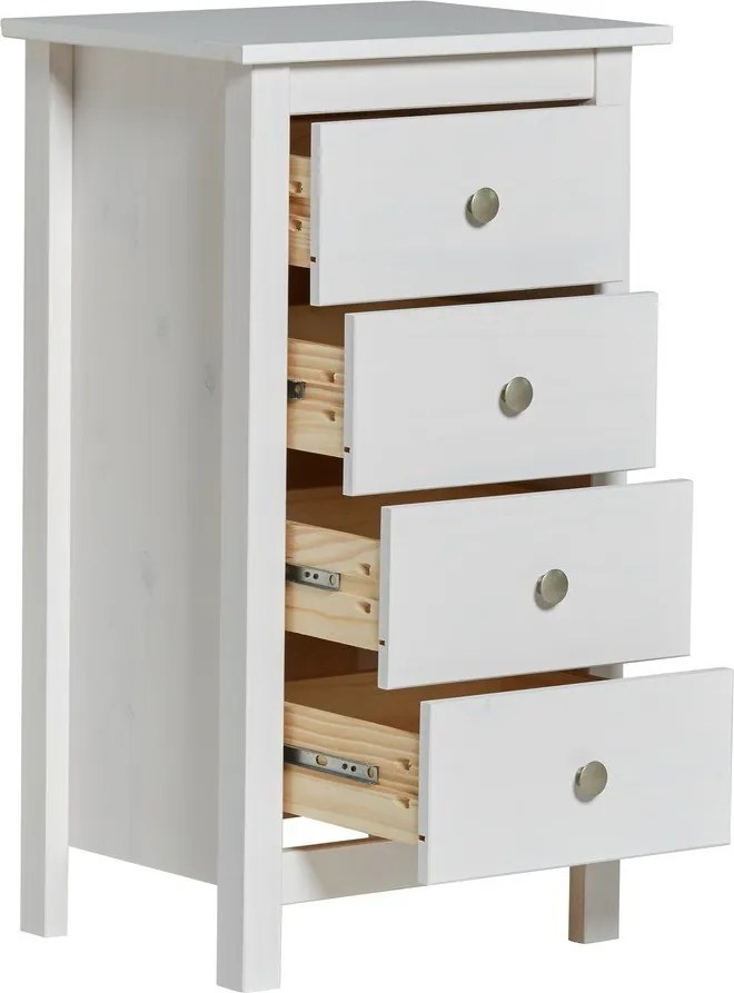 Cassettiera alta bianca in legno di pino 46x80 cm Berna - Marckeric