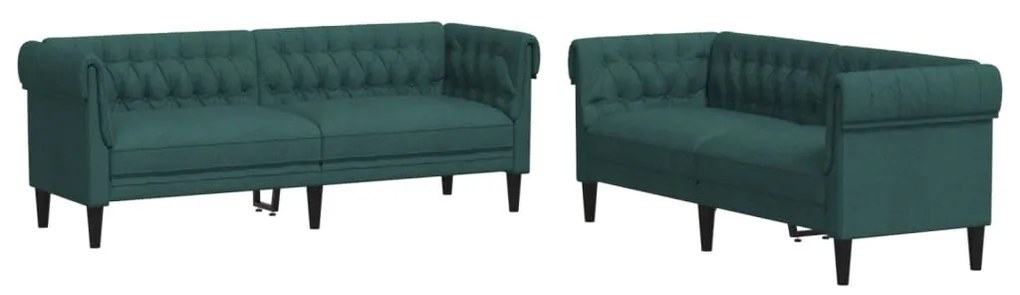 Set di divani 2 pz verde scuro in tessuto