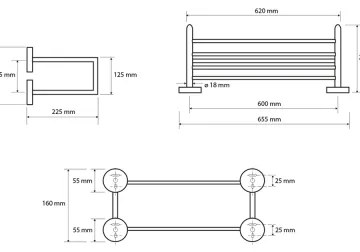 Sapho - Porta asciugamani da parete con ripiano X-ROUND 22,5x65,5 cm cromo lucido