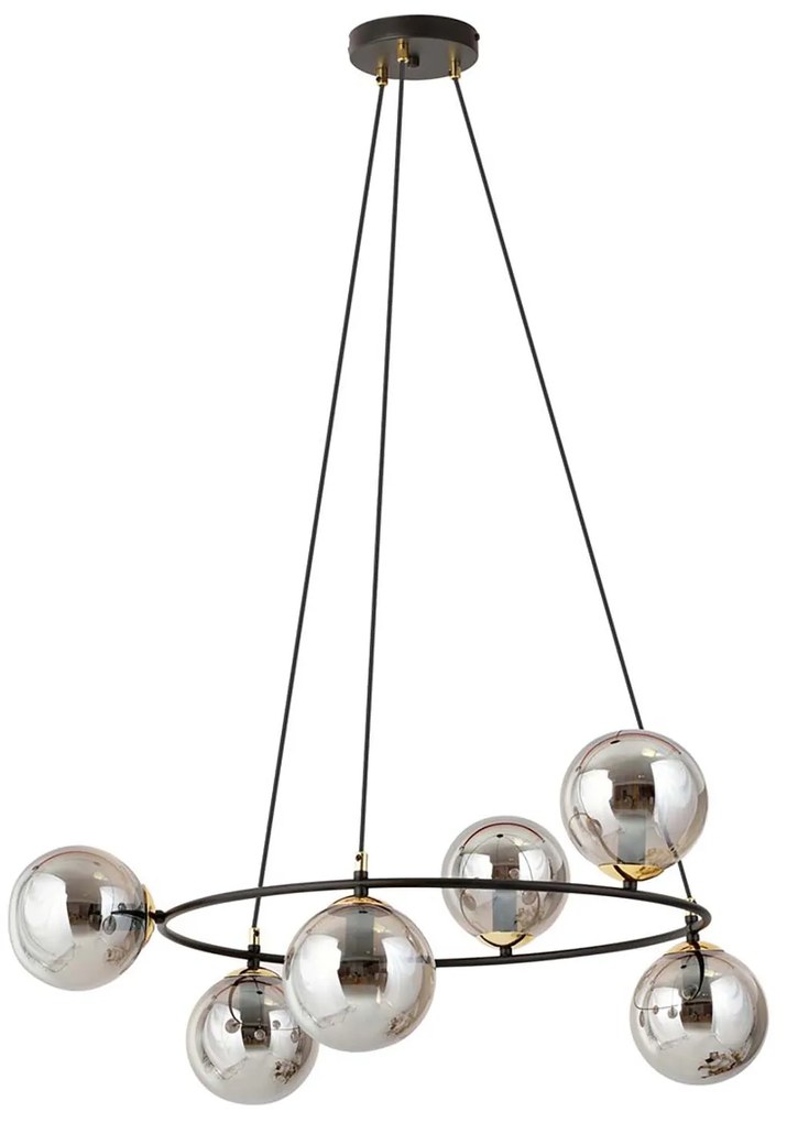 Lampadario Minimal Tiamat Acciaio Nero Oro Grigio 6 Luci E14 Ip20