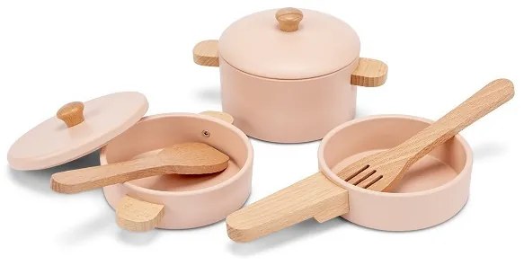 Set di stoviglie in legno per bambini - rosa