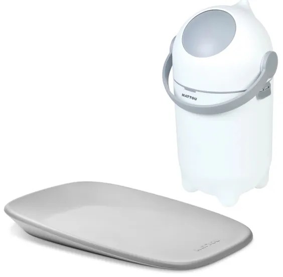 Nattou - Cestino per pannolini e fasciatoio SOFTY 50x70 cm bianco/grigio