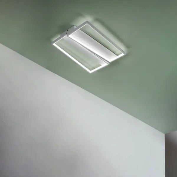 Plafoniera Led 50x46 cm SQUARE in metallo Bianco e diffusore polimerico