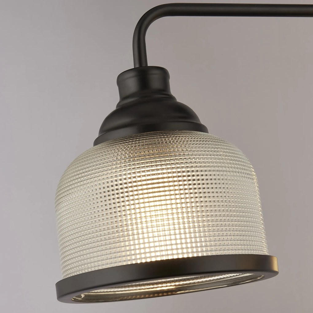 Lampadario Contemporaneo Highworth Acciaio Nero Vetro Trasparente 3 Luci E27