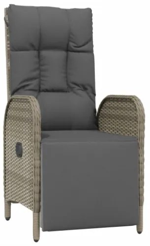 Set da Pranzo da Giardino 5 pz con Cuscini in Polyrattan Grigio