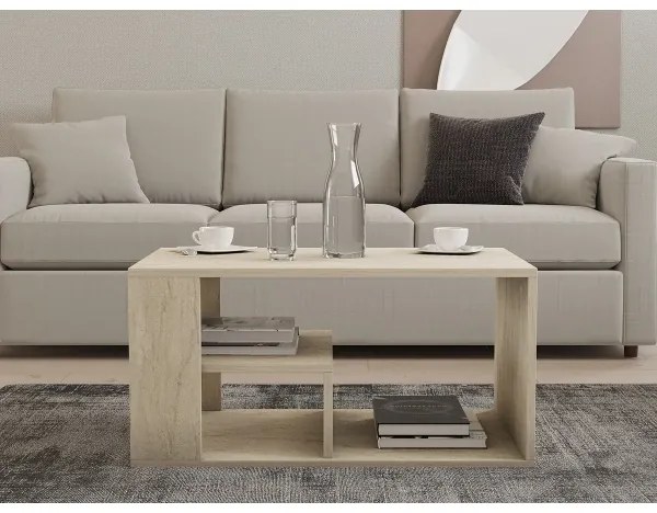 Tavolino da salotto JELIO, finitura effetto marmo beige