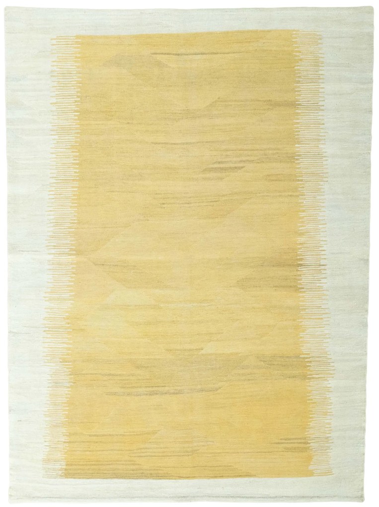 Kilim Tappeto 200x150 Giallo (Iran) Tessuto A Mano