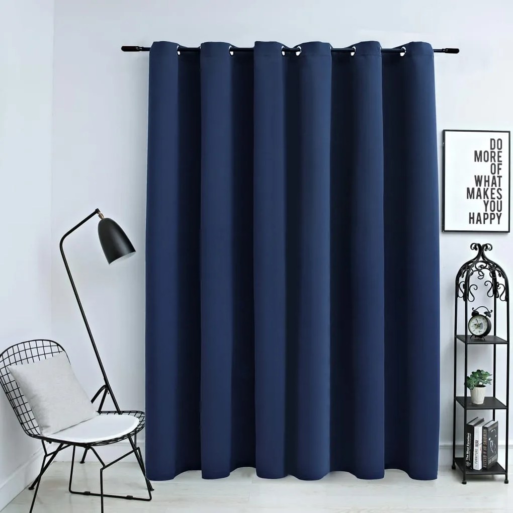 Tenda Oscurante Con Anelli İn Metallo Blu 290x245 Cm /