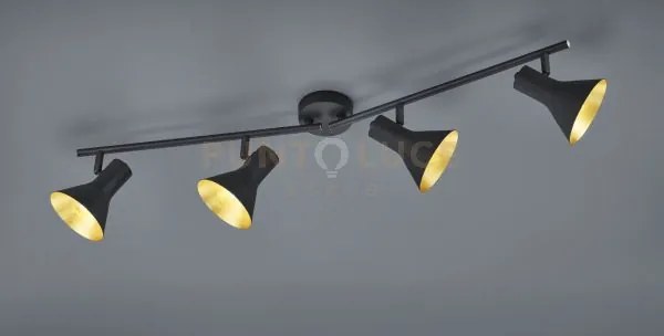 Nina barra 4 spots attacco e14 diffusori metallo nero + oro  84,5cm