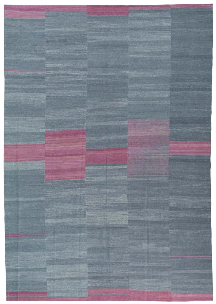 Kilim Tappeto 250x350 Nero (Iran) Tessuto A Mano