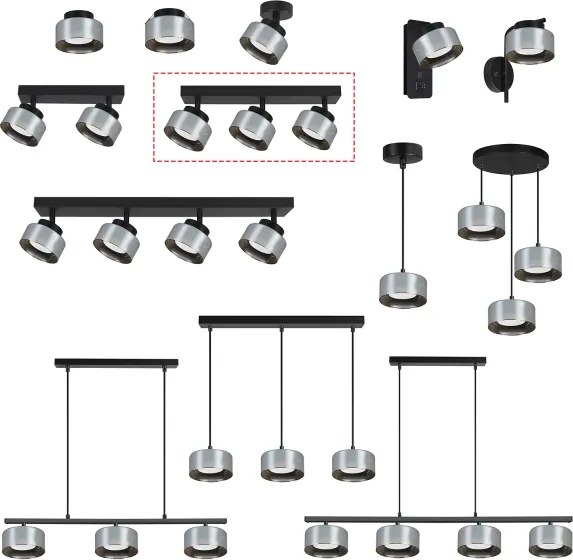 Brilagi - Faretto AURA LUX 3xGX53/30W/230V nero/fumo