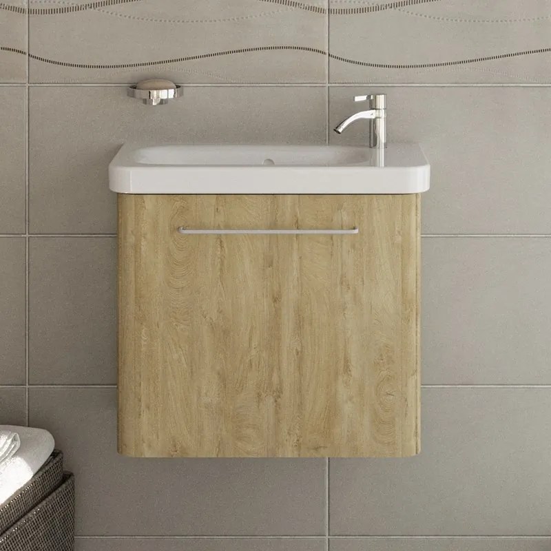 Kamalu - Mobiletto bagno 60 cm profondità ridotta colore rovere | LAC-IRIS-60-R