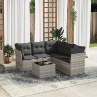 Set Divano da Giardino 6pz con Cuscini Grigio Chiaro Polyrattan 3249471