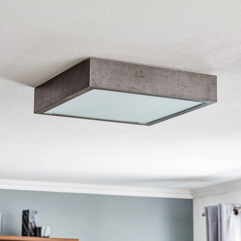 Plafoniera soffitto Tromsö Argon, Alluminio / Grigio / Zincato, Soggiorno / Sala da pranzo, Legno, Plafoniera