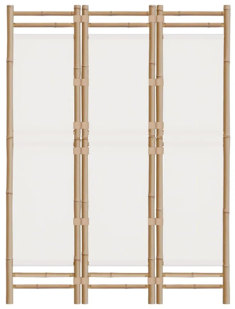 Divisorio ambienti 3 pannelli pieghevole 120 cm bambù e tela