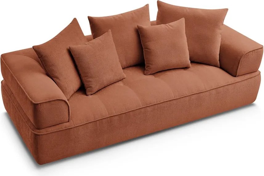 Divano color terracotta con rivestimento in ciniglia 237 cm Whesley – Bobochic Paris
