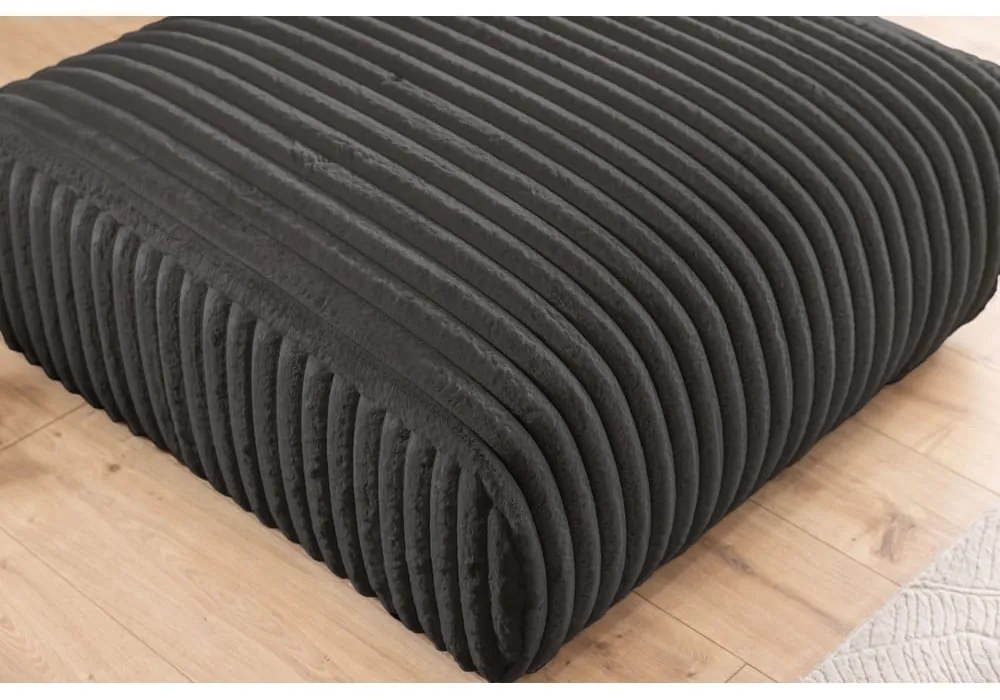 Poggiapiedi grigio scuro con rivestimento in velluto a coste Justin – Ropez