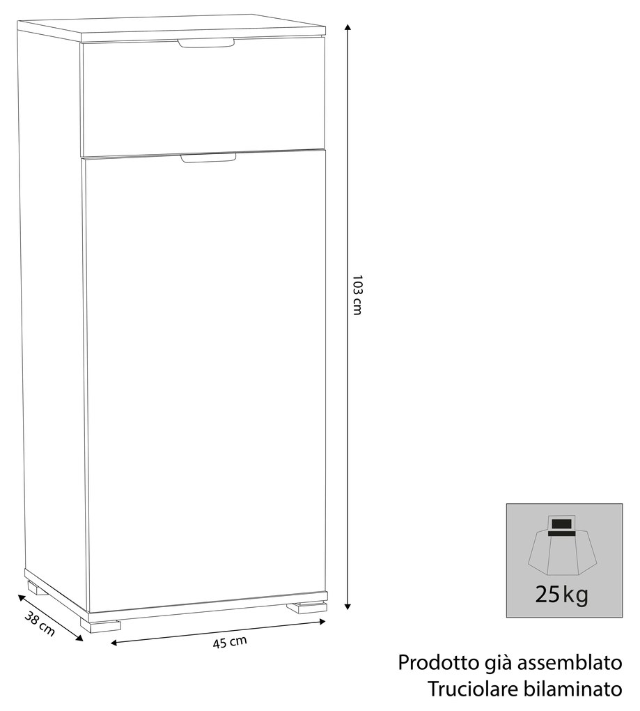 PALOMA - armadietto con un'anta e un cassetto