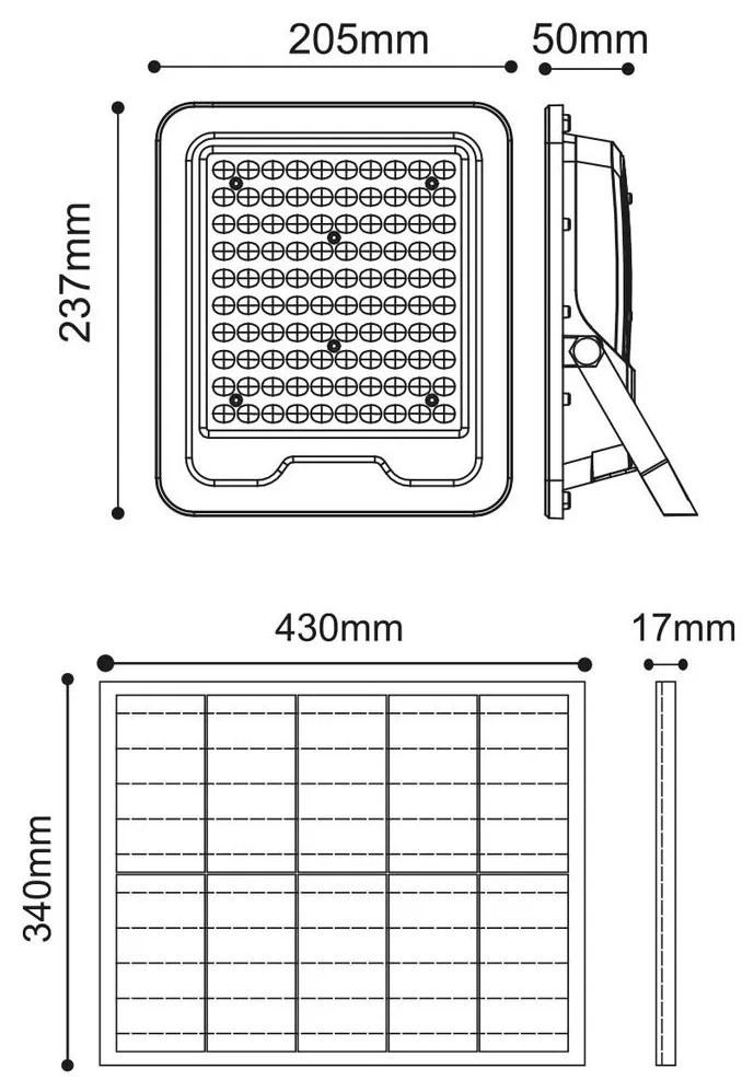 Faro LED Solare 200W IP66 Telecomando Incluso 3.000 lumen - SERIE PRO Colore Bianco Naturale 4.000K