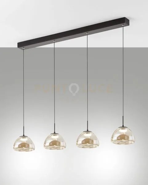 Lucille sospensione cognac 4 luci in vetro attacco linearea led cct...
