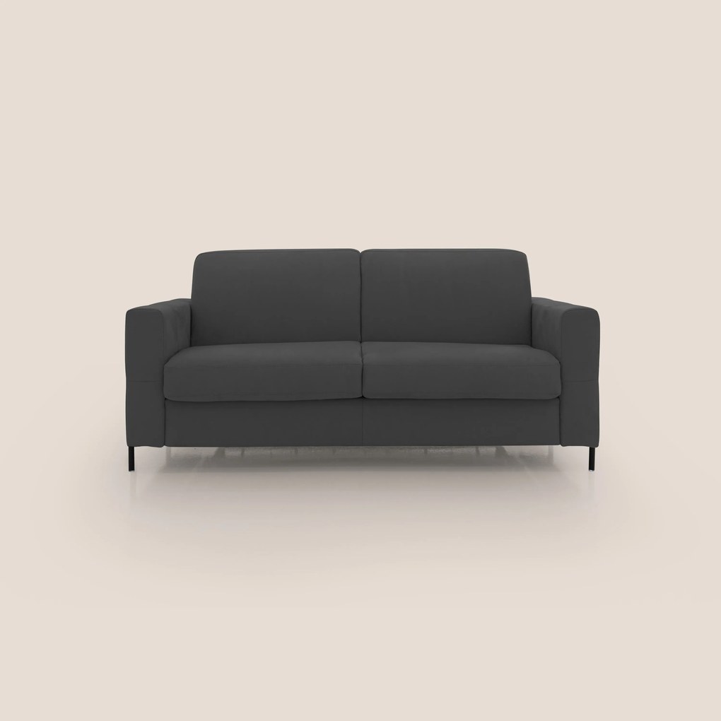 Ortensia divano letto materasso H18 cm con piedi alti in elegante microfibra smacchiabile T11