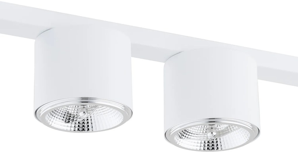 Plafoniera Moderna 4 Luci Faretti Ptah In Acciaio Bianco