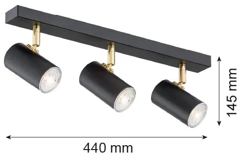 Argon 1476 - Faretto LAGOS 3xGU10/5W/230V nero/ottone