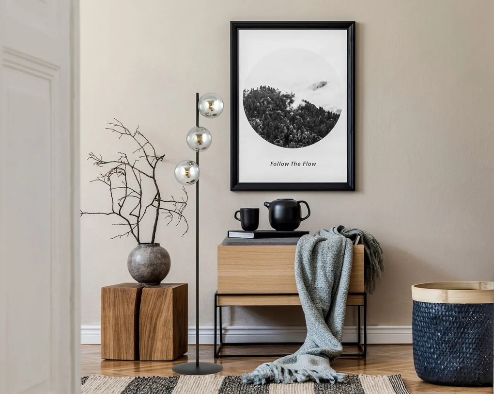 Piantana in Acciaio ROSSI LP3 Grafite/Miele/Trasparente 3xE14