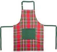 Grembiule tartan rosso con tasca