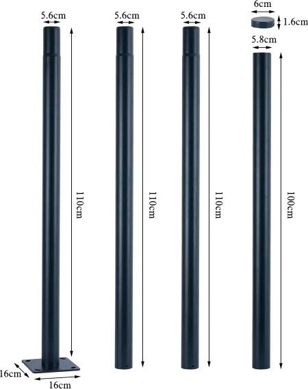 Brilagi - Asta metallica per palo d'illuminazione esterna 4 m, Ø 58 mm, antracite