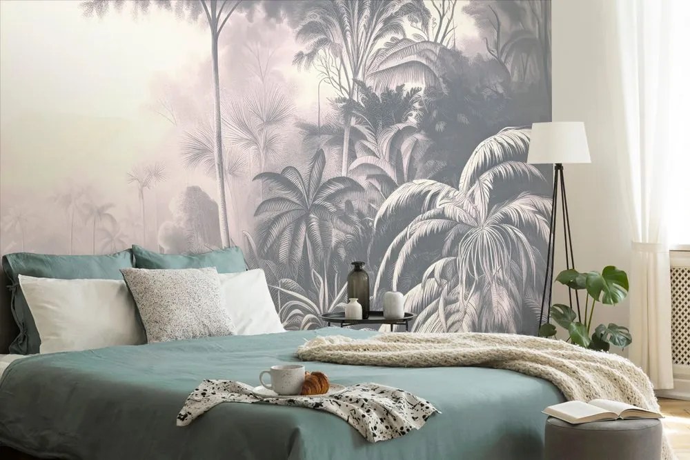 Carta da parati – Alberi tropicali con tocco vintage