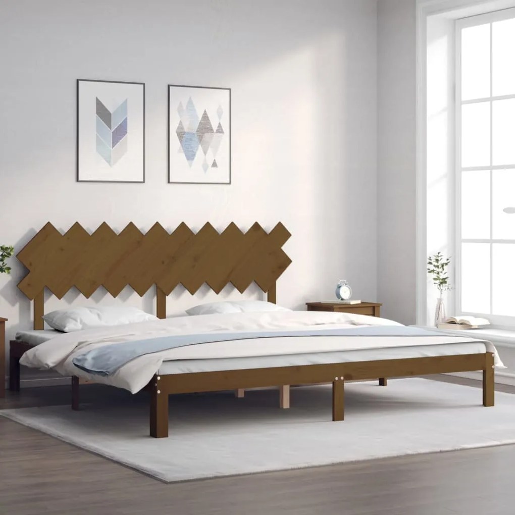 Giroletto Con Testiera Ambra 200x200 Cm İn Legno Massello /