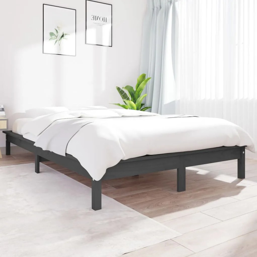 Giroletto Grigio 135x190 Cm Double İn Legno Massello Di Pino /