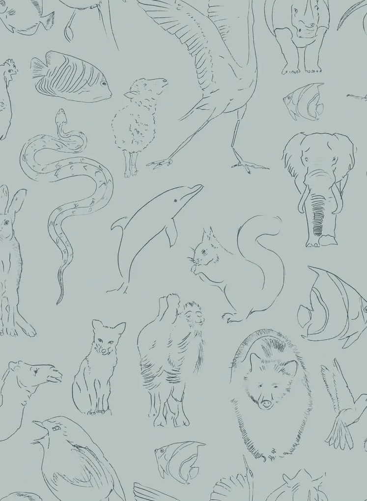 Coordonne Carta da parati Zoology - Aqua