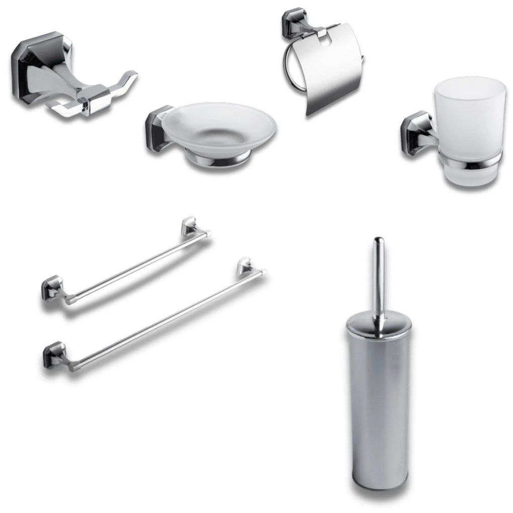 Set 7 Accessori Da Bagno Etruska "New Rock" Cromo Lucido