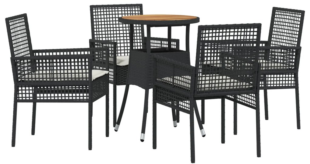 Set di mobili da pranzo set di 5 nero rattan, poliestere durevole