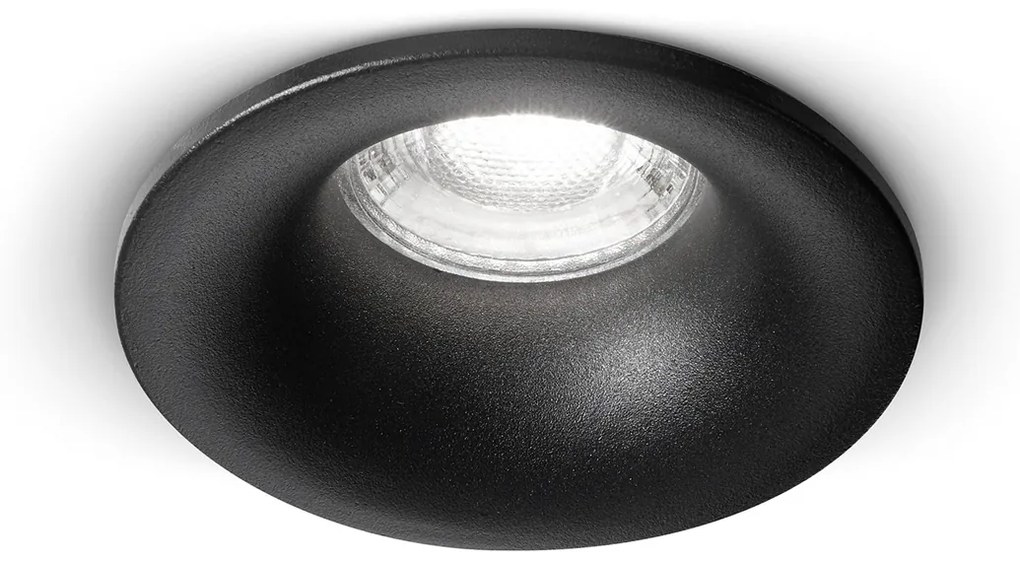 Faretto Incasso Tondo Moderno Oasis Alluminio Nero 1 Luce Gu10