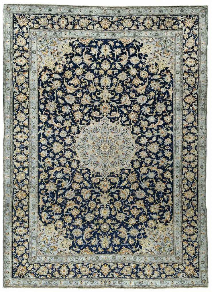 Kashan Tappeto persiano 260 x 360 Blu (Iran) Annodato A Mano