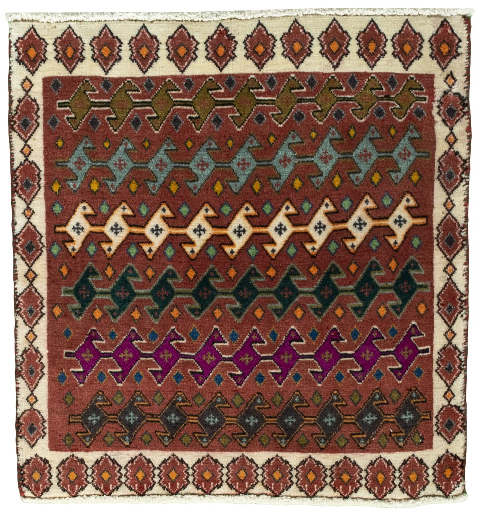 Shiraz Tappeto persiano 60 x 60 Rosso (Iran) Annodato A Mano