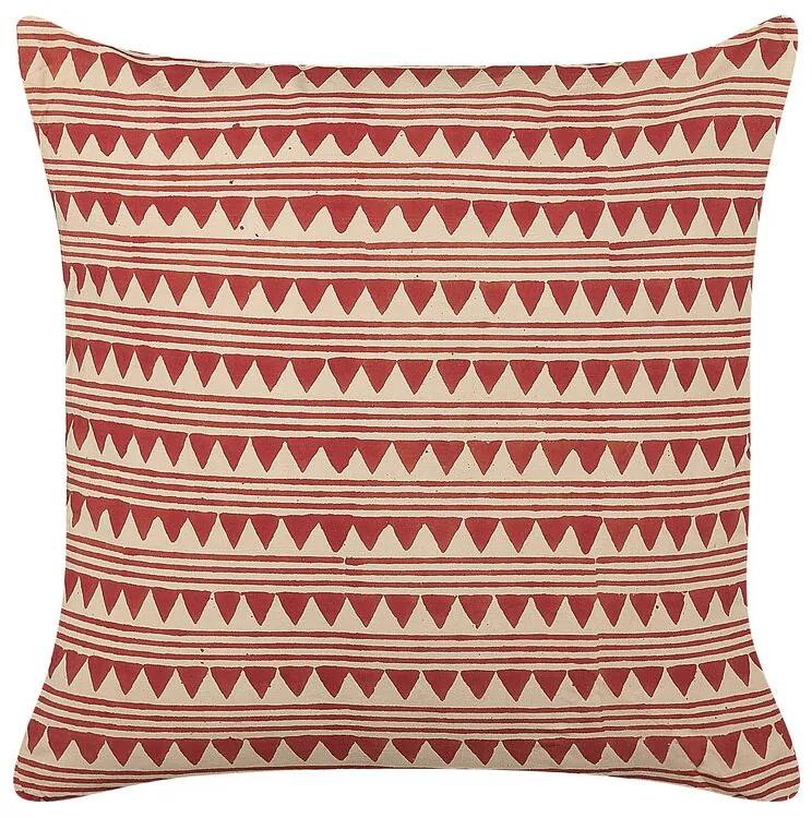Cuscino cotone rosso e beige 45 x 45 cm DEGLUPTA Beliani