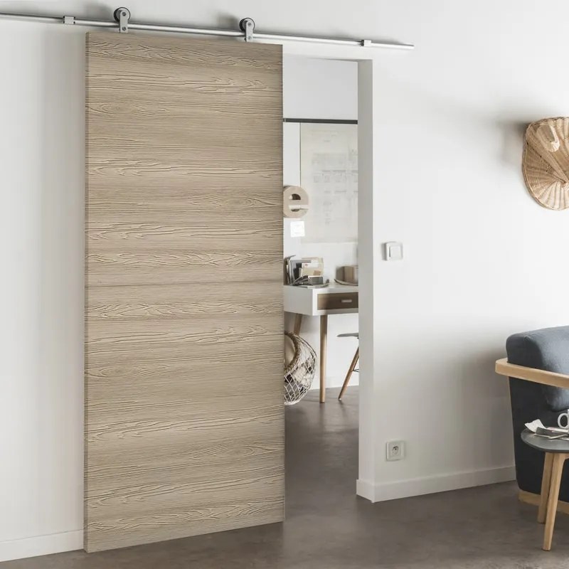 Porta scorrevole Swin in mdf marrone, L 93 x H 212 cm, con binario Loft Alluminio Reversibile