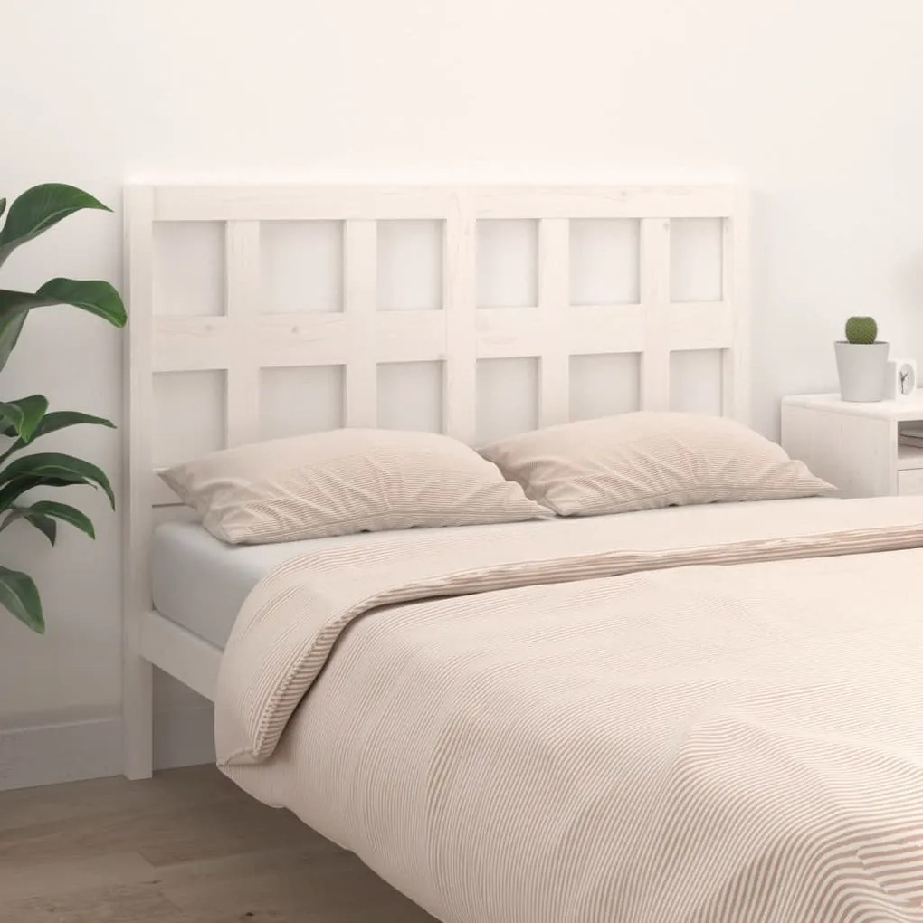 Testiera per letto bianca 125,5x4x100 cm legno massello di pino