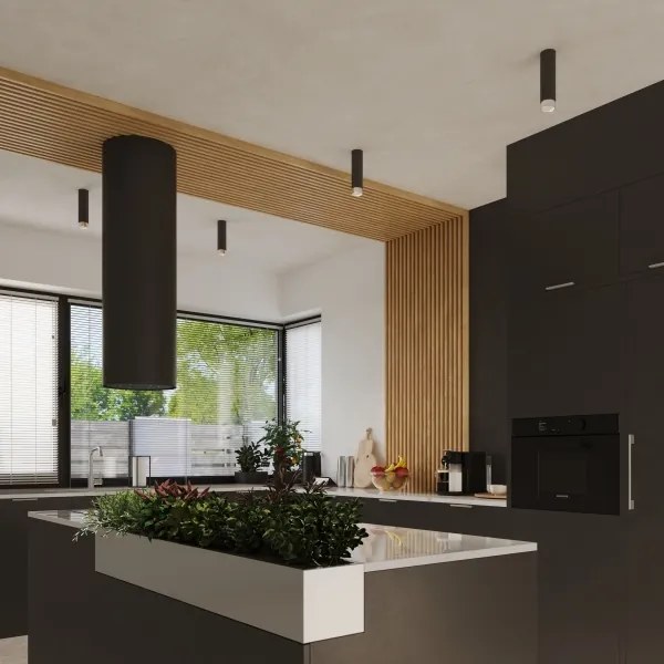 Sollux SL.1408 - Faretto NERO 1xGU10/10W/230V 12,5 cm nero/cromo lucido